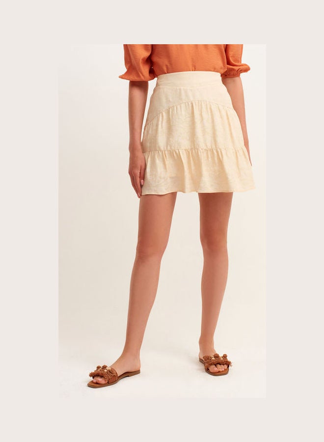 OXXO Womens Ruffle Skirt Beige  - Image 1