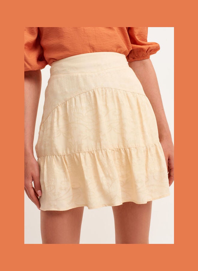 OXXO Womens Ruffle Skirt Beige  - Image 2
