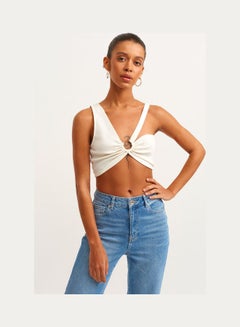Ribbed Bustier With Tape Detail Ice Milk