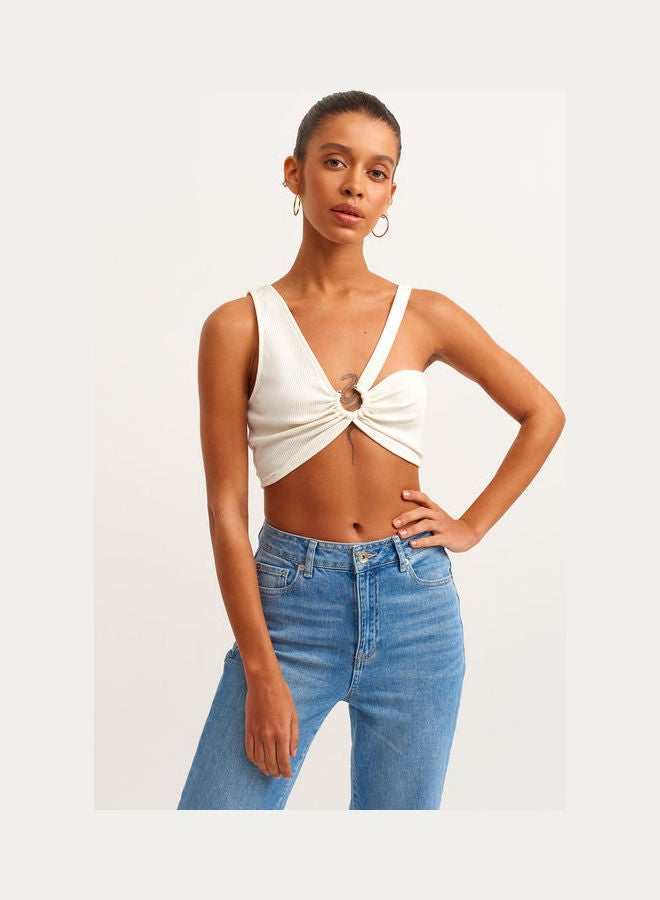 OXXO - Ribbed Bustier With Tape Detail Ice Milk - Image 1