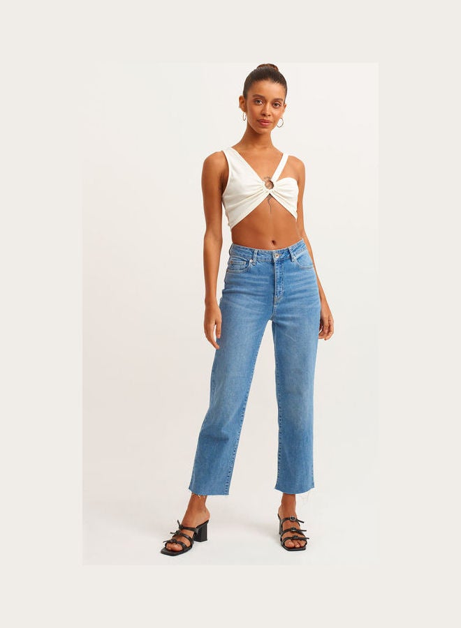OXXO - Ribbed Bustier With Tape Detail Ice Milk - Image 1