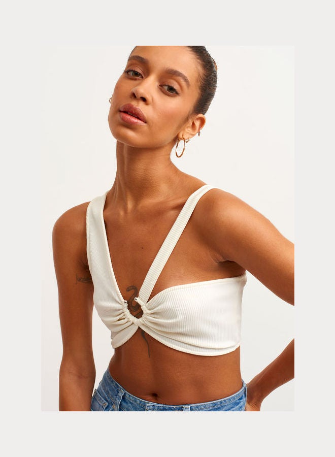 OXXO - Ribbed Bustier With Tape Detail Ice Milk - Image 1