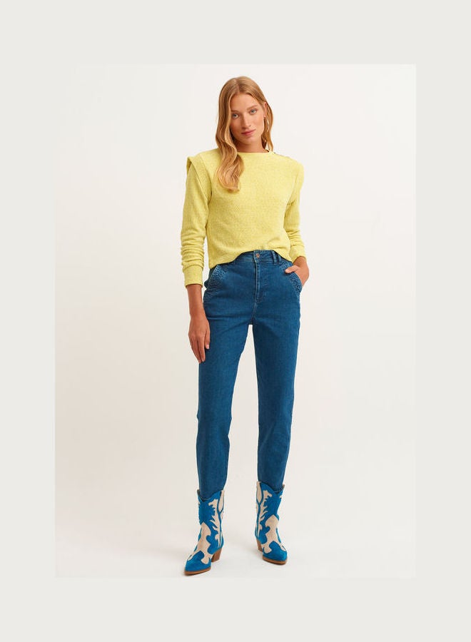 OXXO Chenille Sweater With Button Details Yellow  - Image 2