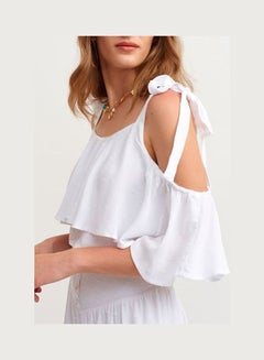 Button Detailed Frill Blouse White - v1646902510/N52867874V_2