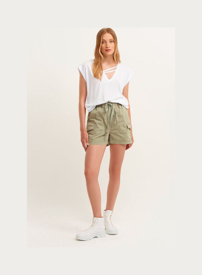 OXXO High Rise Mini Shorts Antik Seagrass  - Image 3