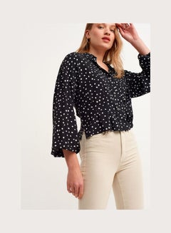 Padded Blouse With Button Detail Dot Print - v1646902643/N52868517V_3