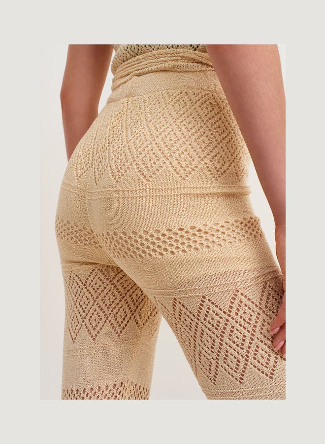 OXXO Cloth Pants With Fashionable Hole Pattern Beige  - Image 2