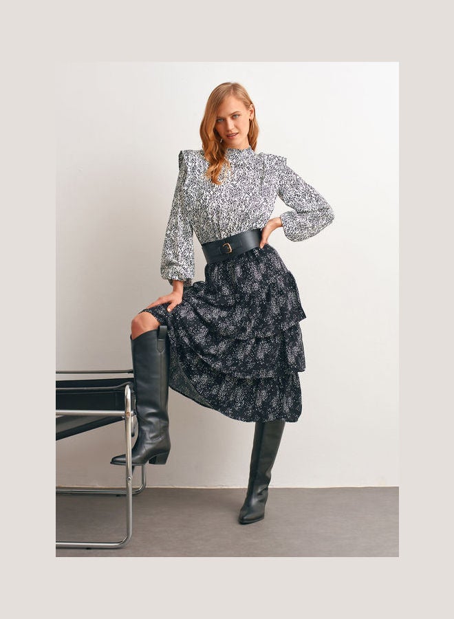 OXXO Ruffled Waistcoat Dress With Pattern Multicolour  - Image 1