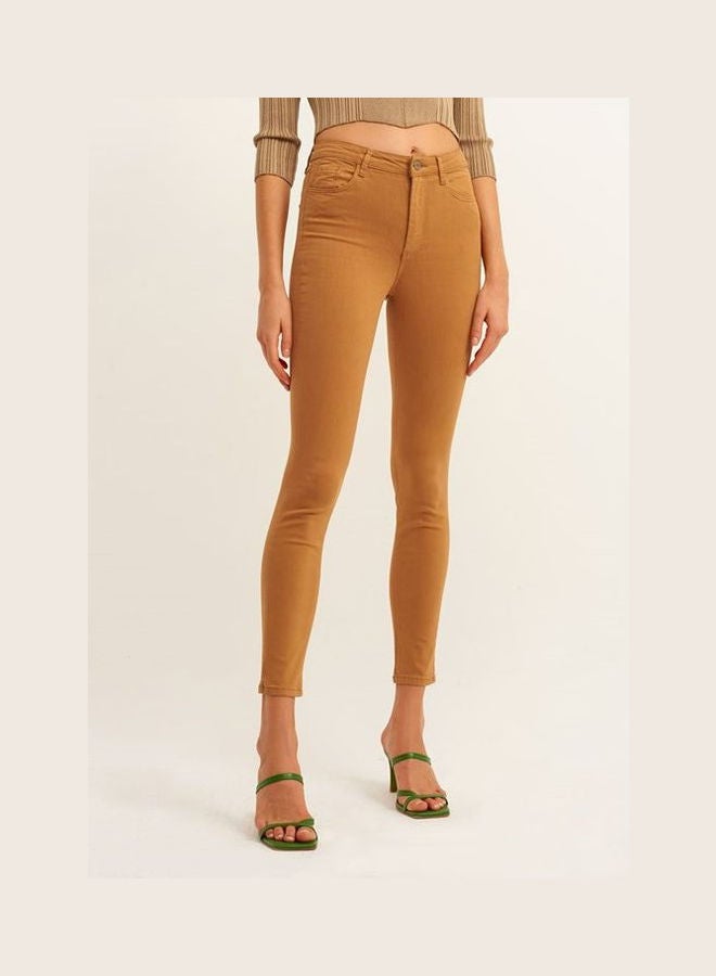 OXXO Cotton Carrot Fit Pants Brown  - Image 1