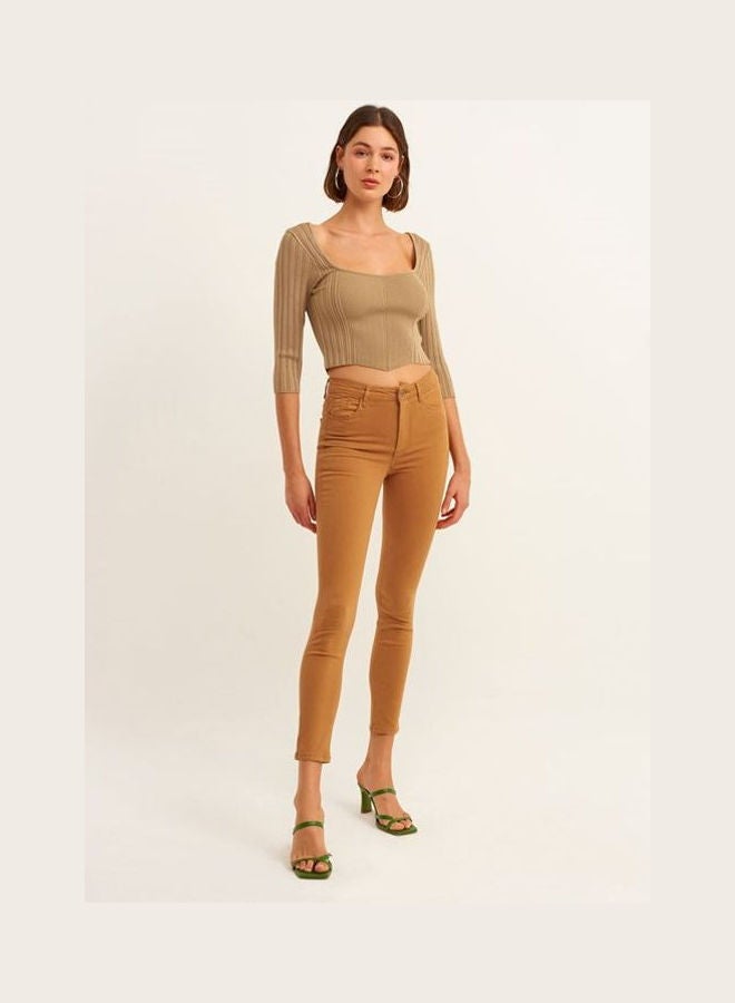 OXXO Cotton Carrot Fit Pants Brown  - Image 3