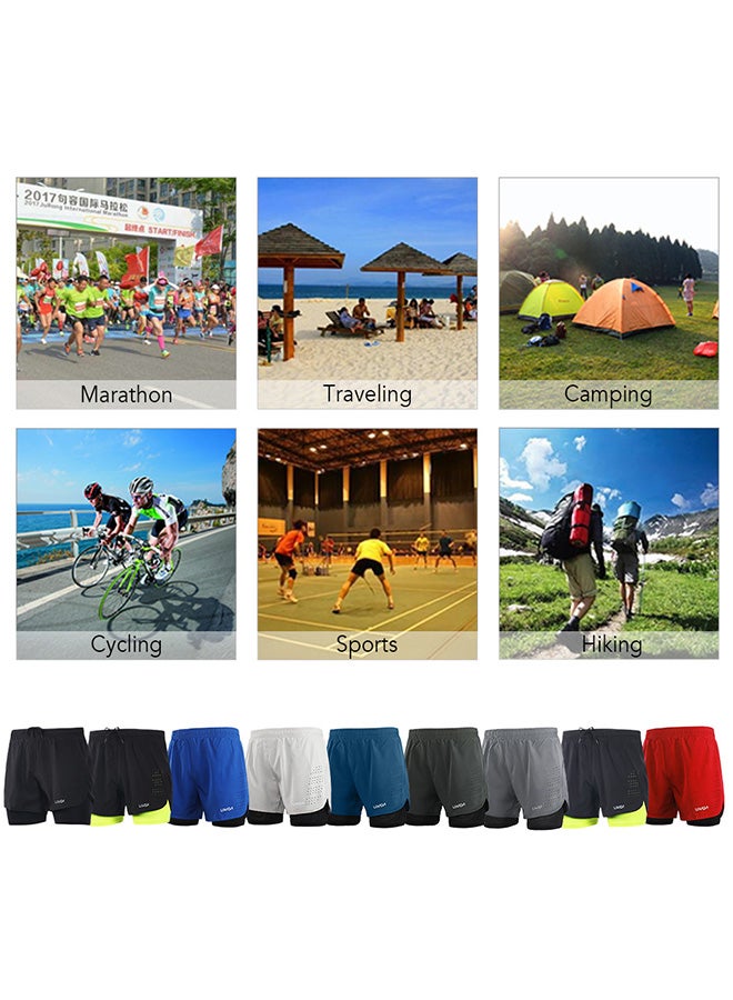 Lixada Men's 2-in-1 Running Shorts Quick Drying Breathable Active Training Exercise Jogging Cycling Shorts with Longer Liner Red & Black  - Image 5