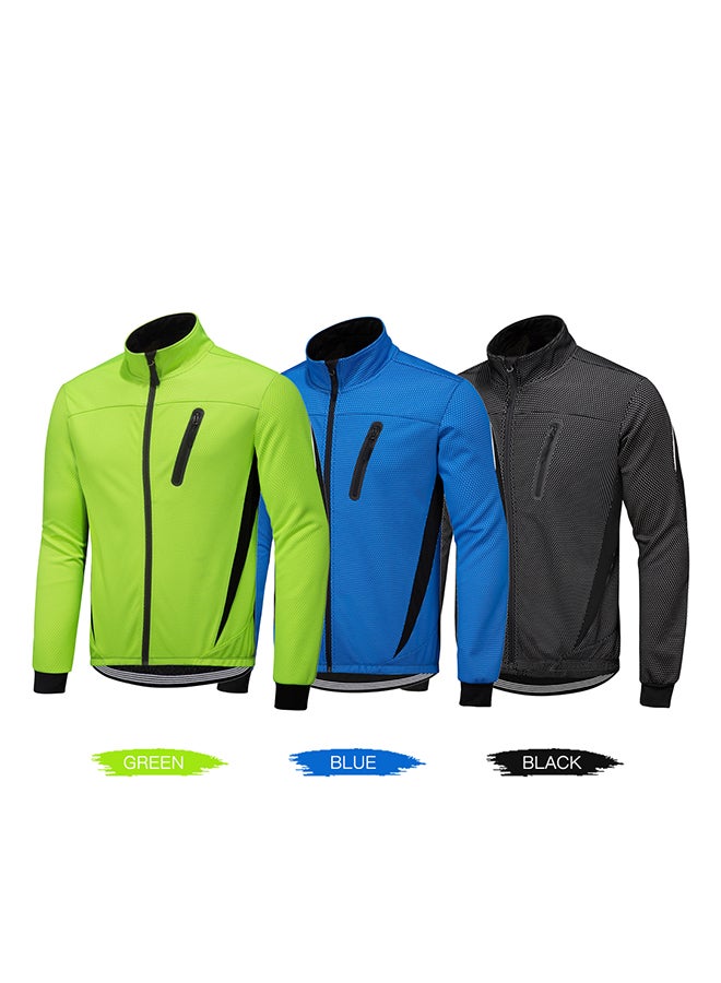 Winter Men Cycling Jacket Waterproof Windproof Thermal Fleece Jacket Coat Bicycle   Running Riding Jacket Black