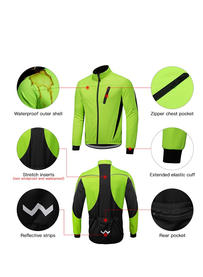 Winter Men Cycling Jacket Waterproof Windproof Thermal Fleece Jacket Coat Bicycle   Running Riding Jacket Black