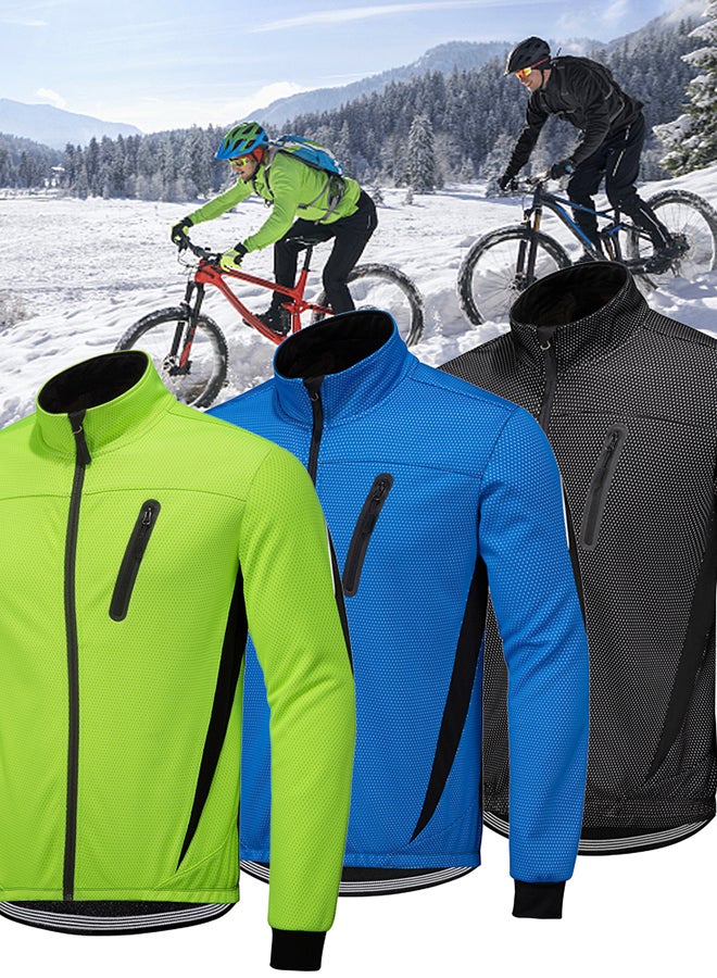 Winter Men Cycling Jacket Waterproof Windproof Thermal Fleece Jacket Coat Bicycle   Running Riding Jacket Black