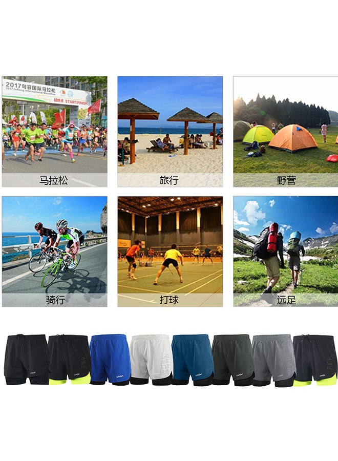Generic - Lixada Men's 2-in-1 Running Shorts Quick Drying Breathable Active Training Exercise Jogging Cycling Shorts with Longer Liner Light Grey - Image 1