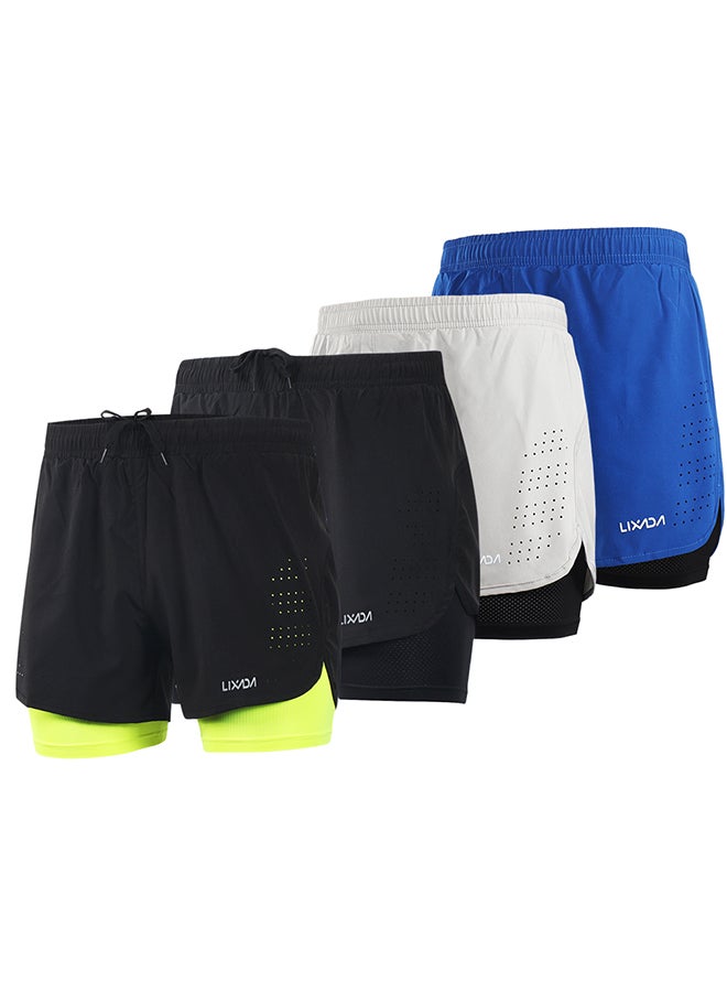 Generic - Lixada Men's 2-in-1 Running Shorts Quick Drying Breathable Active Training Exercise Jogging Cycling Shorts with Longer Liner Light Grey - Image 1