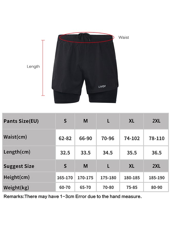 Lixada Men's 2-in-1 Running Shorts Quick Drying Breathable Active Training Exercise Jogging Cycling Shorts with Longer Liner Dark blue  - Image 5