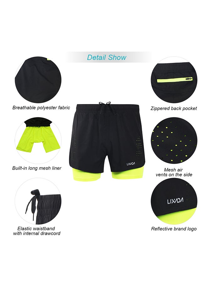 Lixada Men's 2-in-1 Running Shorts Quick Drying Breathable Active Training Exercise Jogging Cycling Shorts with Longer Liner Dark blue  - Image 4