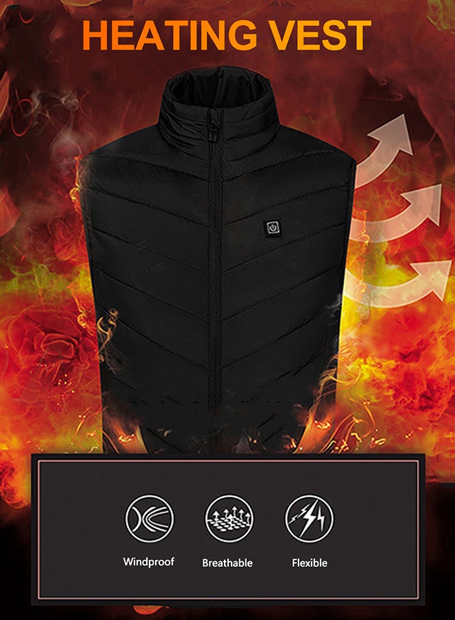 Outdoor Heating Vest USB Charge Heated Coat Electric Heating Vest Carbon Fiber Heating Clothes for Women and Men Black  - Image 5