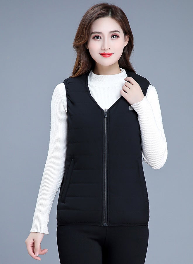 Heating Vest USB Charging Heating Vest Intelligent Electric Heating Vest Heating Clothes Submersible Black Silk Floss M Black  - Image 2