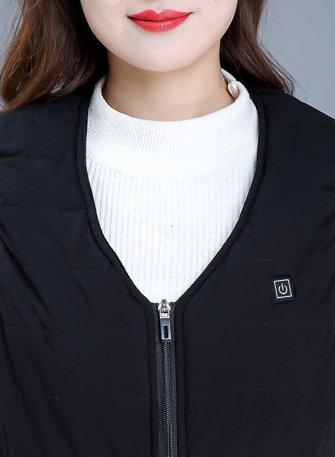 Heating Vest USB Charging Heating Vest Intelligent Electric Heating Vest Heating Clothes Submersible Black Silk Floss M Black  - Image 3