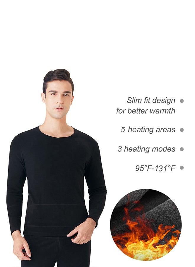 Heated Shirt Washable USB Charging Electric Thermal Heating Shirt Insulated Heating Sport Shirt with 3 Level Temperature Setting Cold-  Proof Bottom Men/Women Outdoor Winter Heating Long Sleeve T Shirts Black  - Image 2