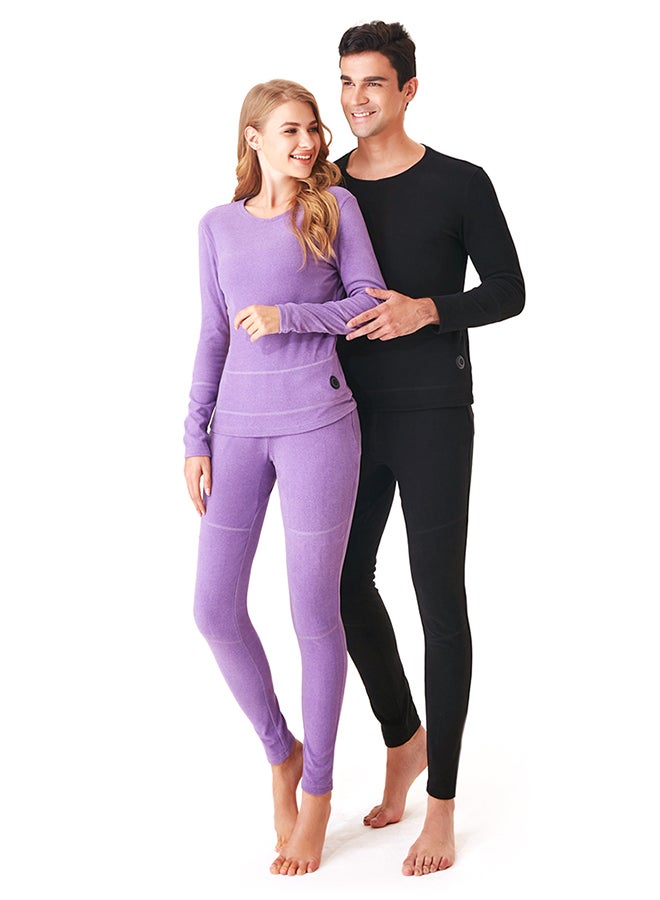 Heated Shirt Washable USB Charging Electric Thermal Heating Shirt Insulated Heating Sport Shirt with 3 Level Temperature Setting Cold-  Proof Bottom Men/Women Outdoor Winter Heating Long Sleeve T Shirts Black  - Image 3