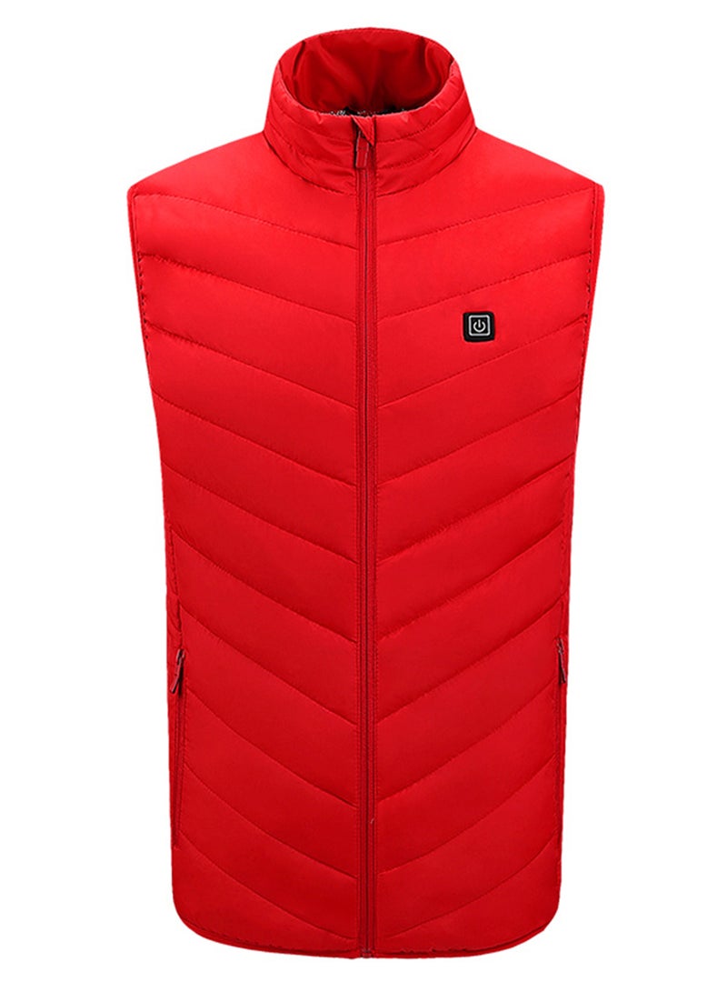 Outdoor Heating Vest USB Charge Heated Coat Electric Heating Vest Carbon Fiber Heating Clothes for Women and Men Red  - Image 2