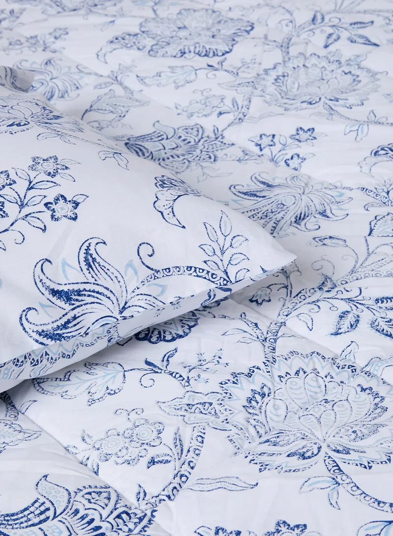 Noon East Comforter Set With Pillow Cover - For King/Super King Size Mattress - 100% Cotton Orion Percale - Sleep Well Lightweight And Warm Bed Linen - Dark Navy Blue/White 260X240cm + pillow cover 50X75cm