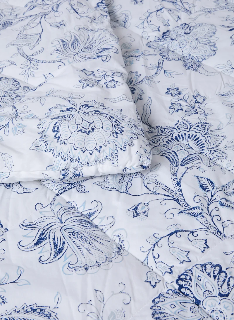 Noon East Comforter Set With Pillow Cover - For King/Super King Size Mattress - 100% Cotton Orion Percale - Sleep Well Lightweight And Warm Bed Linen - Dark Navy Blue/White 260X240cm + pillow cover 50X75cm