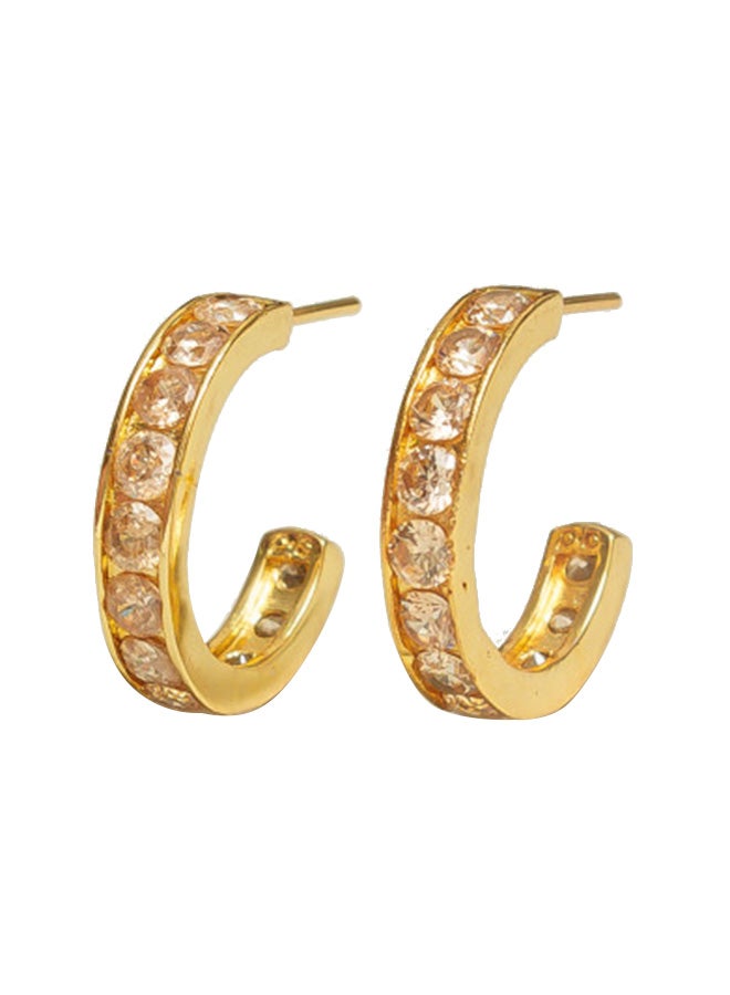 Pipa Bella - Champagne Albany Studded Huggie Beige Color Earrings - Image 1