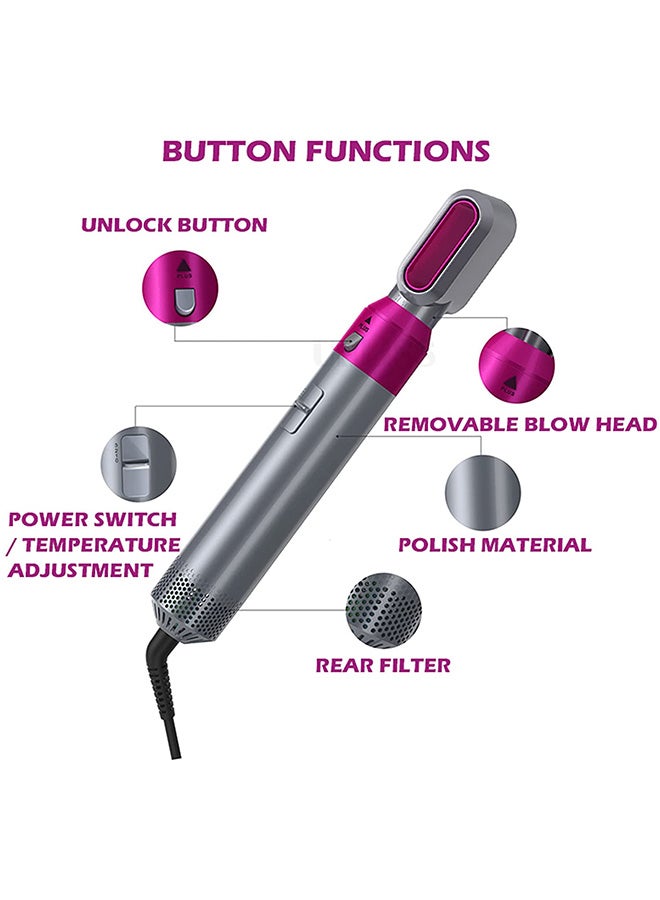 HTC - 5-In-1 Hot Hair Styler Silver/Pink 28cm - Image 1