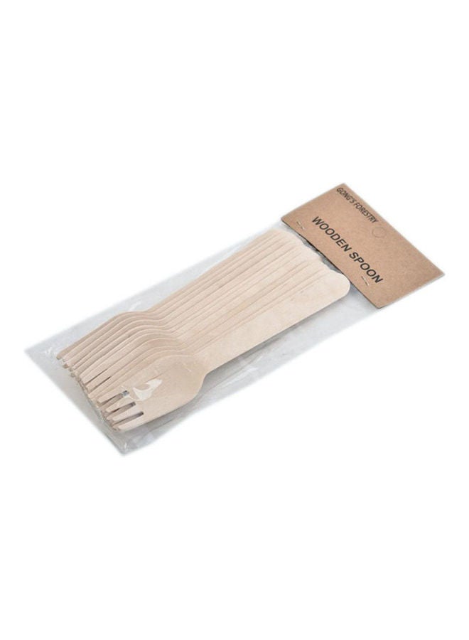 جونجس فورستري - 12 Piece Natural Wooden Fork Set Beige 16cm - Image 1