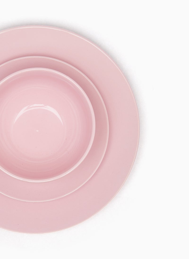 Noon East - 18 Piece Stoneware Dinner Set - Dishes, Plates - Dinner Plate, Side Plate, Bowl - Serves 6 - Blush Pink Blush Pink - Image 1