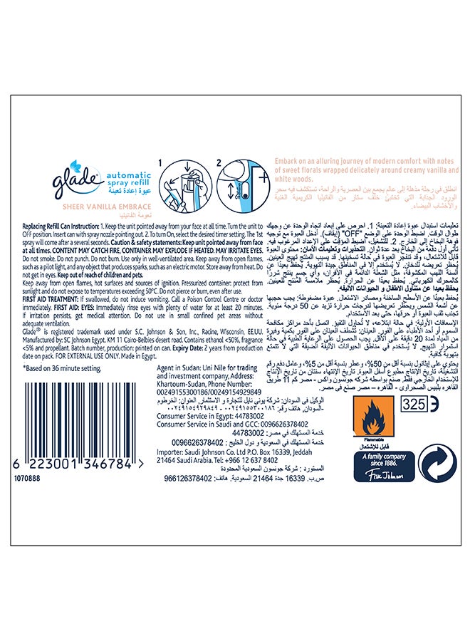 Glade Auto Refill Vanilla Sheer Vanilla Embrace 269ml  - Image 2
