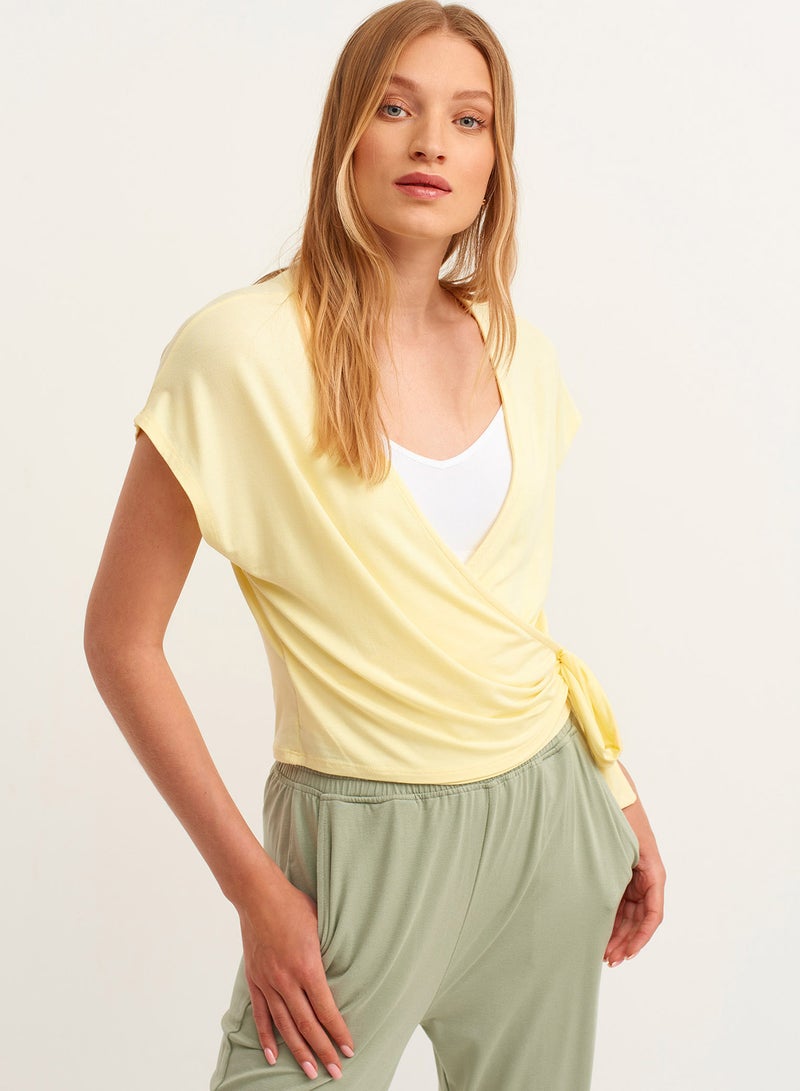 OXXO Soft Tencel T-Shirt With Wrap Optics Beige  - Image 1