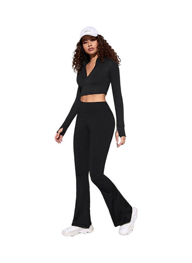 Nileton - High Waist Sportswear Leggings Pants Wide Leg Black - Image 1