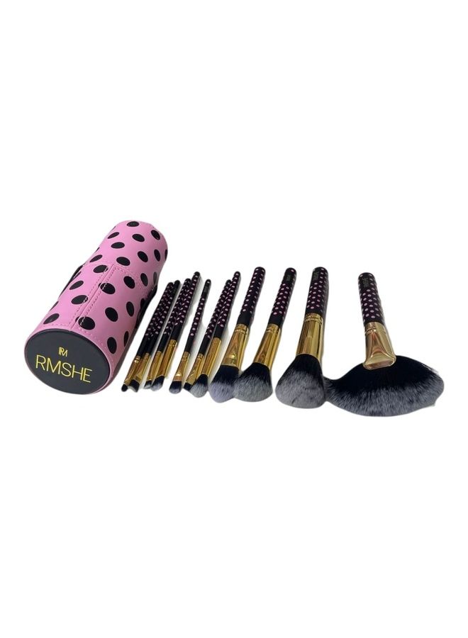 RMSHE 11-Piece Dotted Makeup Brushes Set Pink - Image 1