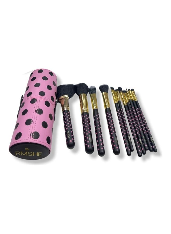 RMSHE 11-Piece Dotted Makeup Brushes Set Pink - Image 2