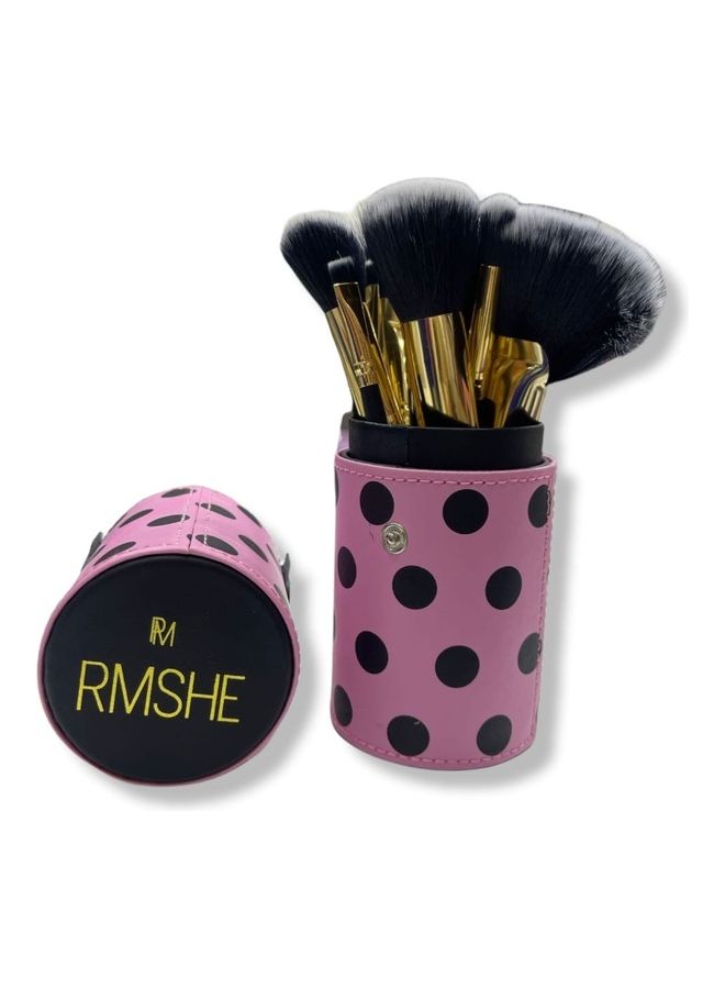 RMSHE 11-Piece Dotted Makeup Brushes Set Pink - Image 3
