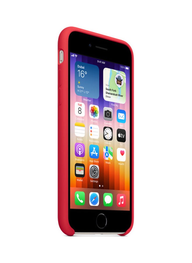 ابل  غطاء حماية من السيليكون لهاتف آيفون SE أحمر - Image 3