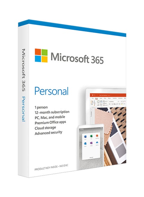 365 Personal - For PC, Mac, iOS And Android, English Subscription, Middle East Version, 1 Year License For 1 User Multicolour
