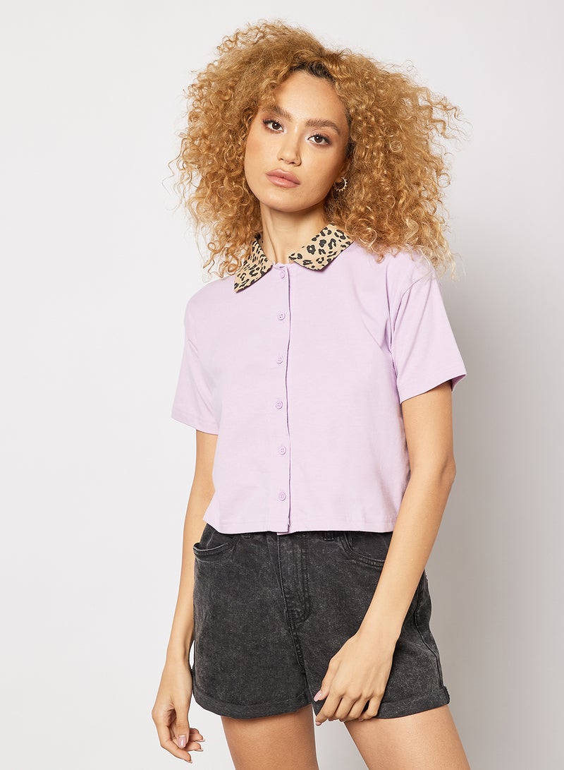Sivvi x GenM - Contrast Collar Knitted Shirt Purple - Image 1