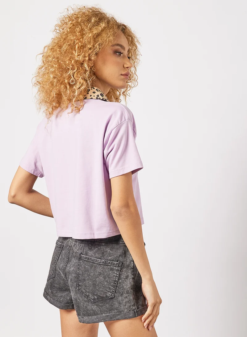 Sivvi x GenM Contrast Collar Knitted Shirt Purple