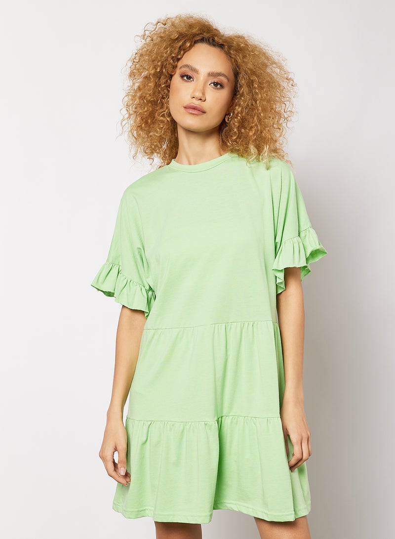 Sivvi x GenM Tiered Jersey Dress Green  - Image 1