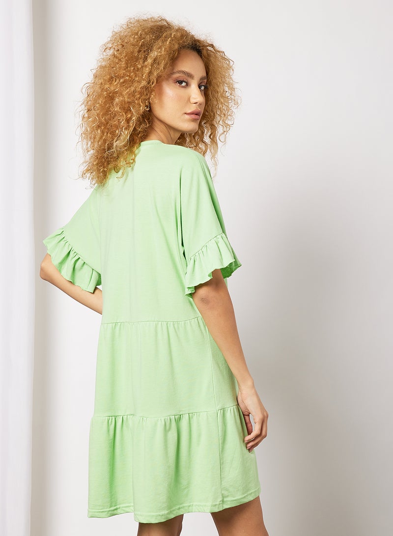 Sivvi x GenM Tiered Jersey Dress Green  - Image 2