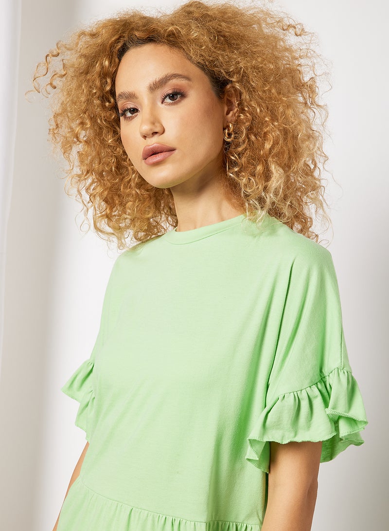 Sivvi x GenM Tiered Jersey Dress Green  - Image 4