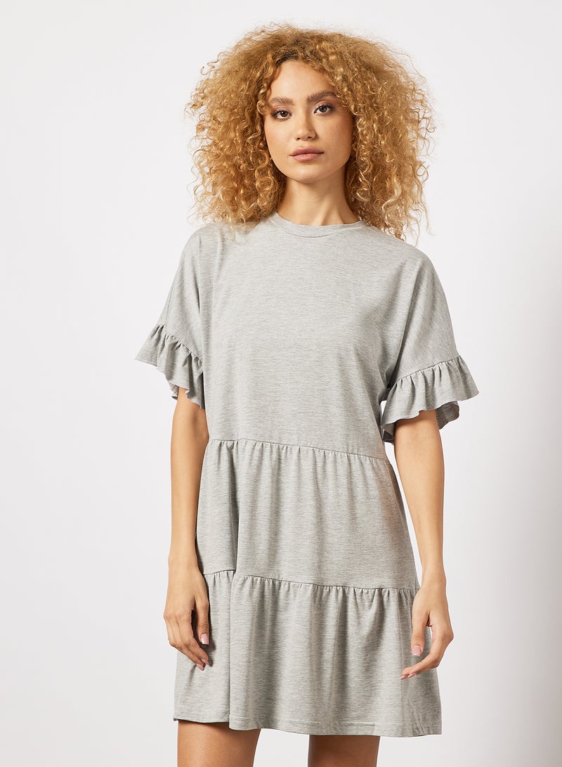 Tiered Jersey Dress Grey