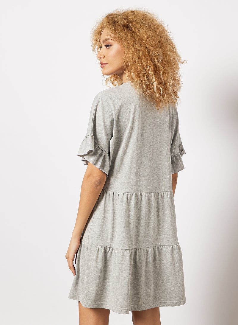 Tiered Jersey Dress Grey