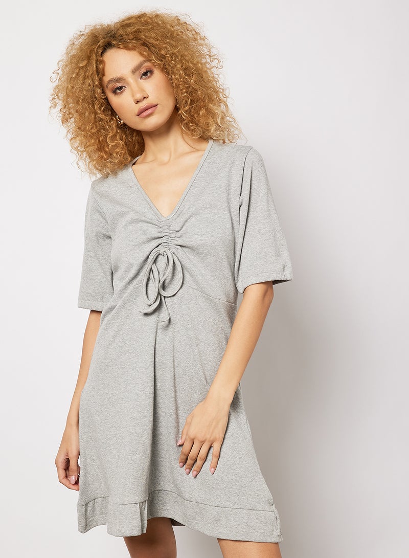 Sivvi x GenM - Ribbed Ruched Front Dress Grey - Image 1